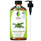 SVA ORGANICS frasco frontal de amla 473 ml mostrando presentación grande y contenido