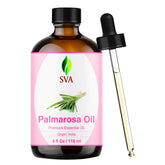 SVA ORGANICS botella frontal de palmarosa con gotero, presentación práctica