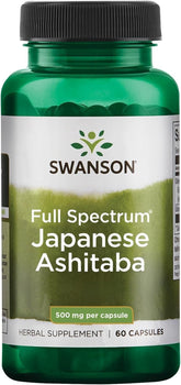 Swanson Ashitaba vista frontal del frasco mostrando 60 cápsulas, conveniencia diaria