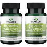 Swanson botella frontal mostrando Berberine Advanced 550 mg y beneficio de absorción