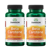 Swanson beta-carotene frente del envase mostrando tamaño y cantidad para planificación