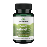 Swanson envase frontal Saw Palmetto mostrando etiqueta clara y beneficio prostático