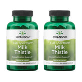 Swanson envase frontal Milk Thistle mostrando dosis y pack, apoyo hepático confiable