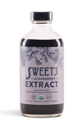 Sweet's Elderberry vista frontal de la botella, presentación clara y práctica