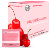 Sweetums frontal del empaque Cherry mostrando el diseño y beneficio de frescura