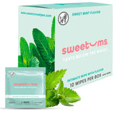 Sweetums frontal del paquete mostrando diseño y beneficio refrescante