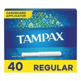 Tampax presentación frontal mostrando caja y cantidad, protección confiable