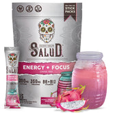 Taste Salud frente del empaque Dragon Fruit mostrando 15 sobres y beneficio práctico
