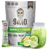 Taste Salud vista frontal del empaque mostrando sobres y beneficios rápidos