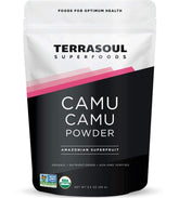 Terrasoul Superfoods empaque frontal mostrando el polvo y beneficio de vitamina C