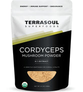 Terrasoul Superfoods envase frontal mostrando etiquetas orgánicas y tamaño