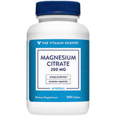 The Vitamin Shoppe frasco del producto mostrando la etiqueta y beneficio de magnesio absorbible