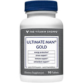 The Vitamin Shoppe frasco delantero Ultimate Man multivitamínico, presentación clara y beneficios