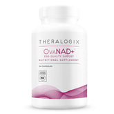 Theralogix frasco OvaNAD+ frente mostrando diseño y beneficio de apoyo celular