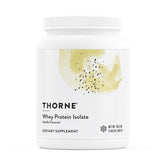 THORNE bote frontal sabor vainilla mostrando envase y marca, confianza y pureza