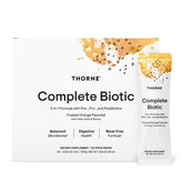 THORNE frente del envase Complete Biotic mostrando diseño y beneficios