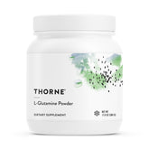 THORNE envase frontal del L-Glutamine mostrando diseño y beneficios