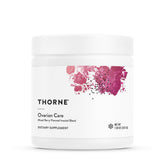 THORNE envase frontal de Ovarian Care mostrando etiqueta y sabor mixed berry, confianza en calidad