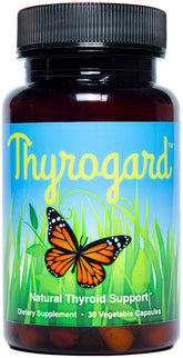 Thyrogard frasco frontal mostrando cápsulas y etiqueta clara