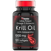 tnvitamins envase frontal del Antarctic Krill Oil mostrando etiquetas claras y beneficios
