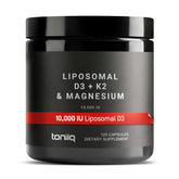 Toniiq frontal del envase mostrando la fórmula liposomal y beneficios