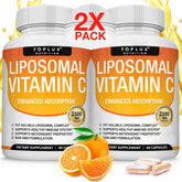 Toplux envase frontal mostrando vitamina C liposomal, beneficio: absorción mejorada