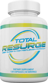 Total Resurge frasco frontal mostrando diseño y beneficio de sueño profundo