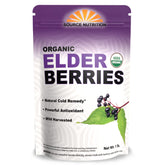 TradeKing empaque frontal de elderberries orgánicas muestra bolsa resellable y branding, protección y conservación