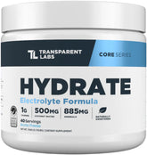 Transparent Labs bote frontal mostrando diseño y beneficio hidratación rápida