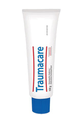 Traumacare crema frontal mostrando envase y facilidad de uso