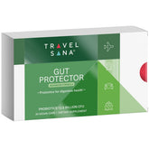 TRAVELSANA empaque frontal mostrando cápsulas y beneficios de viaje