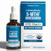Triquetra Health frasco frontal orgánico sabor berry, fácil dosificación