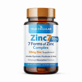 True Cellular Formulas frasco frontal de Zinc7 mostrando 60 cápsulas y etiqueta clara