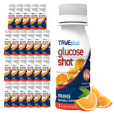 TRUEplus shot naranja frente del pack 24 unidades, fácil transporte y energía