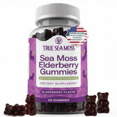TrueSeaMoss envase frontal mostrando 60 gomitas y beneficios prácticos