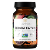 Truvani Digestive Enzymes frente del empaque mostrando diseño y beneficio de respaldo