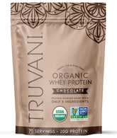 Truvani envase frontal chocolate mostrando producto orgánico y transparencia