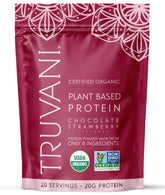 Truvani empaque frontal chocolate fresa mostrando diseño y beneficio limpio