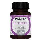 Twinlab B-12 Dots frente del envase mostrando formato y cantidad