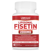 Uarcool frasco delantero de Fisetin mostrando etiqueta clara y beneficios