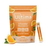 Ultima Replenisher frente del empaque mostrando conveniencia y sabor naranja