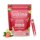 Ultima Replenisher frente del empaque mostrando 16 sobres y beneficio portable