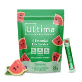 Ultima Replenisher frente del paquete mostrando 20 sobres, práctico para llevar