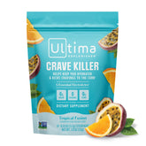 Ultima Replenisher frente del empaque mostrando sabor tropical y formato stickpacks, beneficio portabilidad