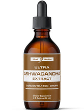 Ultra6 Nutrition frasco frontal con gotas de ashwagandha visible, práctico y concentrado