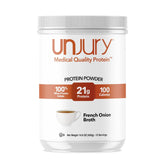 Unjury envase frontal con etiqueta clara y beneficio de 21 g proteína