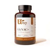 Utzy Naturals frasco frontal mostrando la etiqueta y beneficios