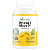 Vegan Vitality frasco frontal mostrando 60 cápsulas y beneficios claros