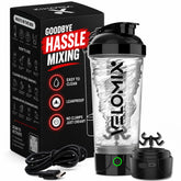 VELOMIX vista frontal transparente mostrando la capacidad y escala útil