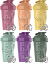 VELOMIX pack de seis vasos frontales mostrando colores naturales y apilado